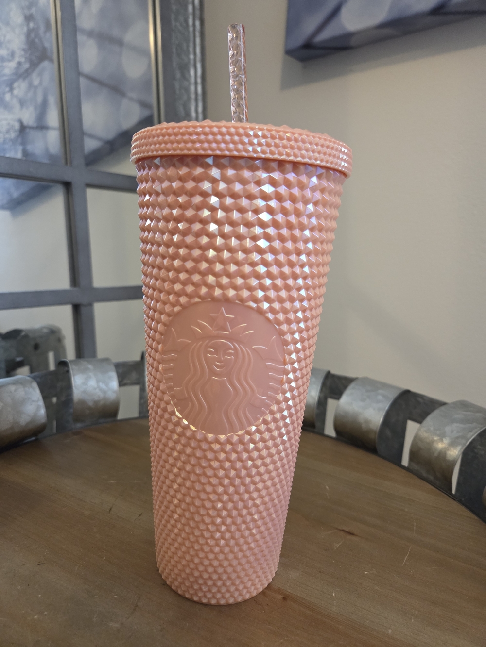Starbucks Peach/Pink Studded Tumbler with Reusable Straw
